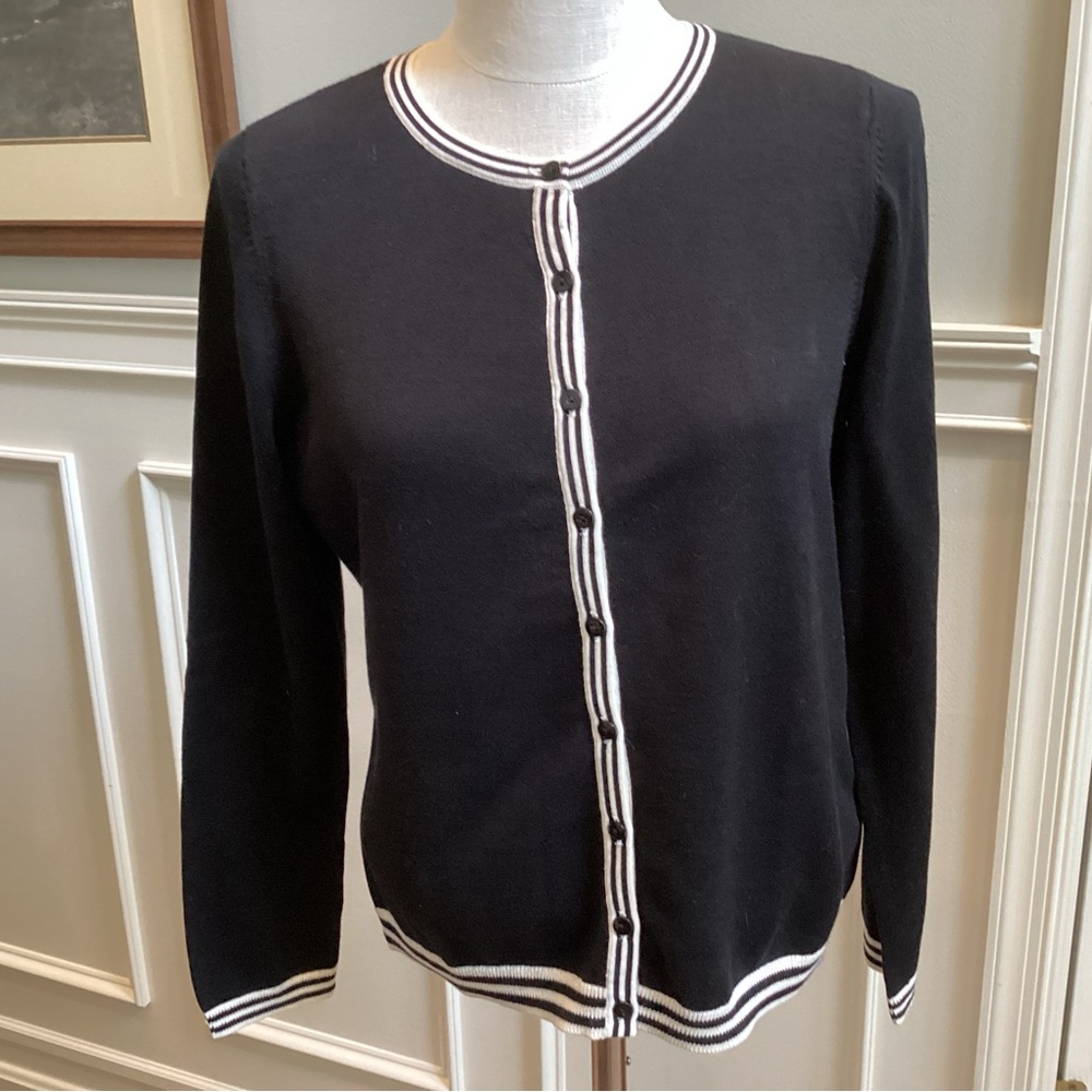Talbots Black and Cream Cardigan Sweater